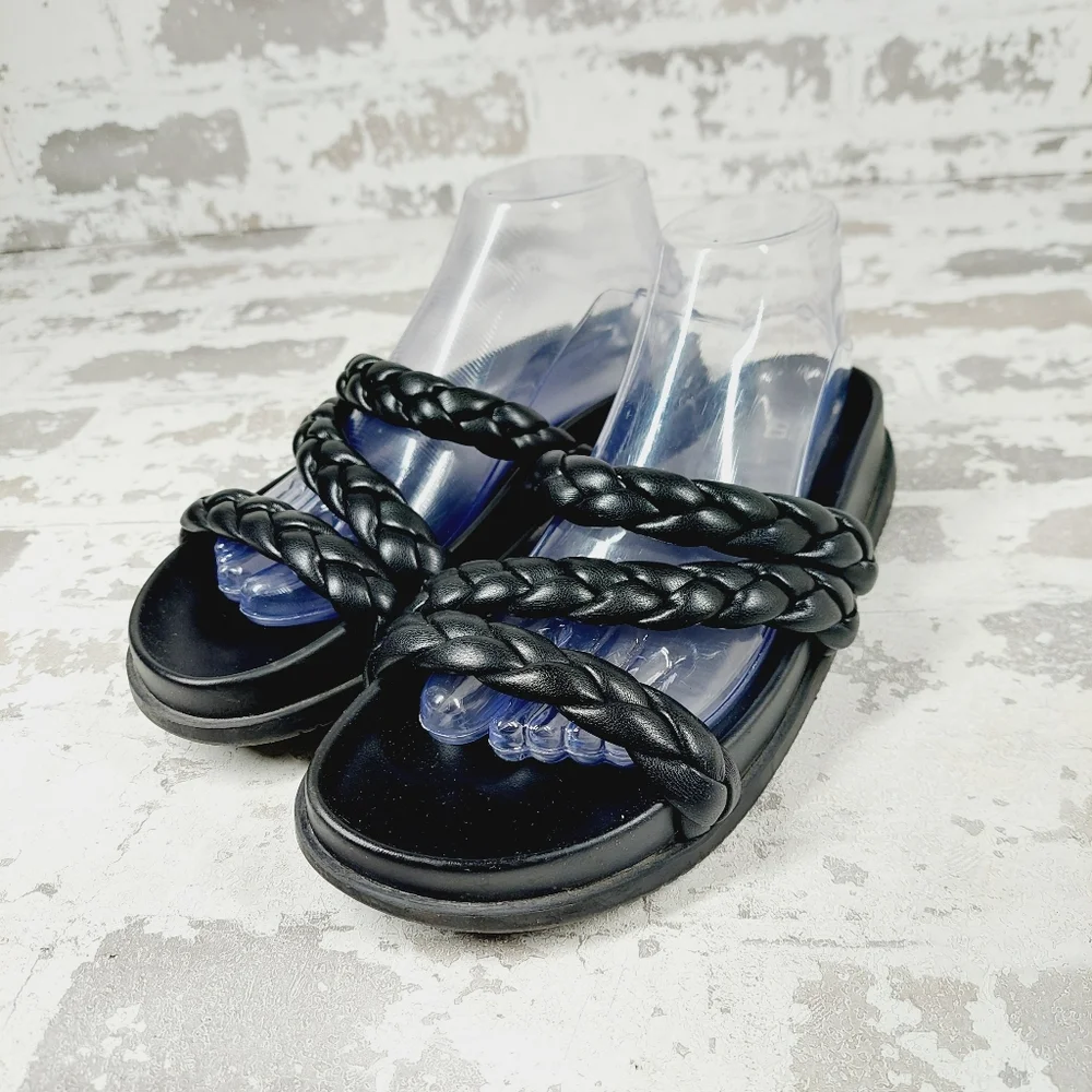 BP Keaton Black Braided Slide Summer Flat Casual Sandals H464 - Picture 2 of 11